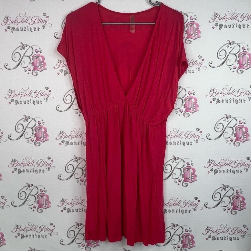 Victoria's Secret dress bright Vibrant Pink Vneck flowy comfy stretchy y2k